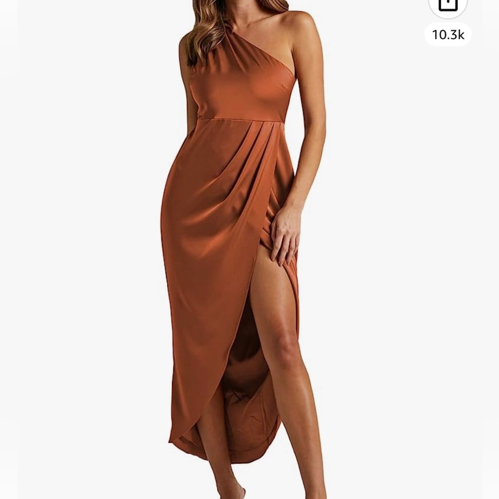 One Shoulder Dress Rust Midi